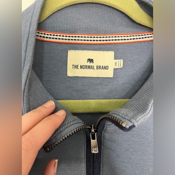 The Normal Brand Puremeso Weekend Quarter Zip in Mineral Blue Mens Size XXL - Picture 9 of 13